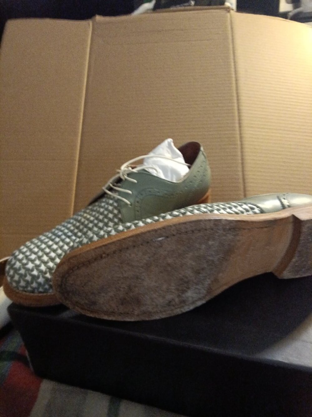 SALVATORE Ferragamo Dress Shoes-Light Green/Grey  Size 10.5 - Picture 5 of 5